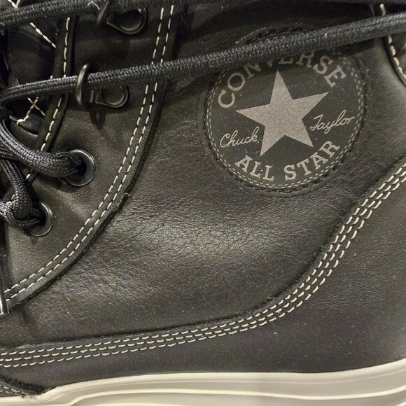 Converse Chuck Taylor All Star Waterproof Leather Boots Shoes BLACK MENS 10 NEW - Picture 6 of 9